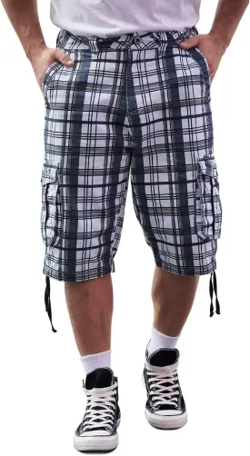 BEST SOUTH Men's Long Cargo Shorts Casual Below Knee 13 Inches Capri Shorts Relaxed Fit with Pockets
