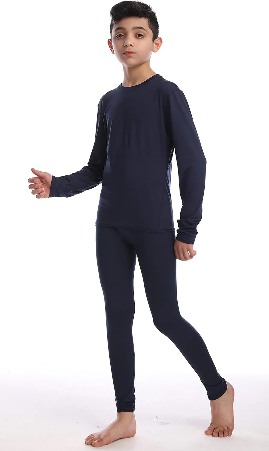 Boys Athletic Base Layer Compression Underwear Set 2pcs Thermal Long John for Kids
