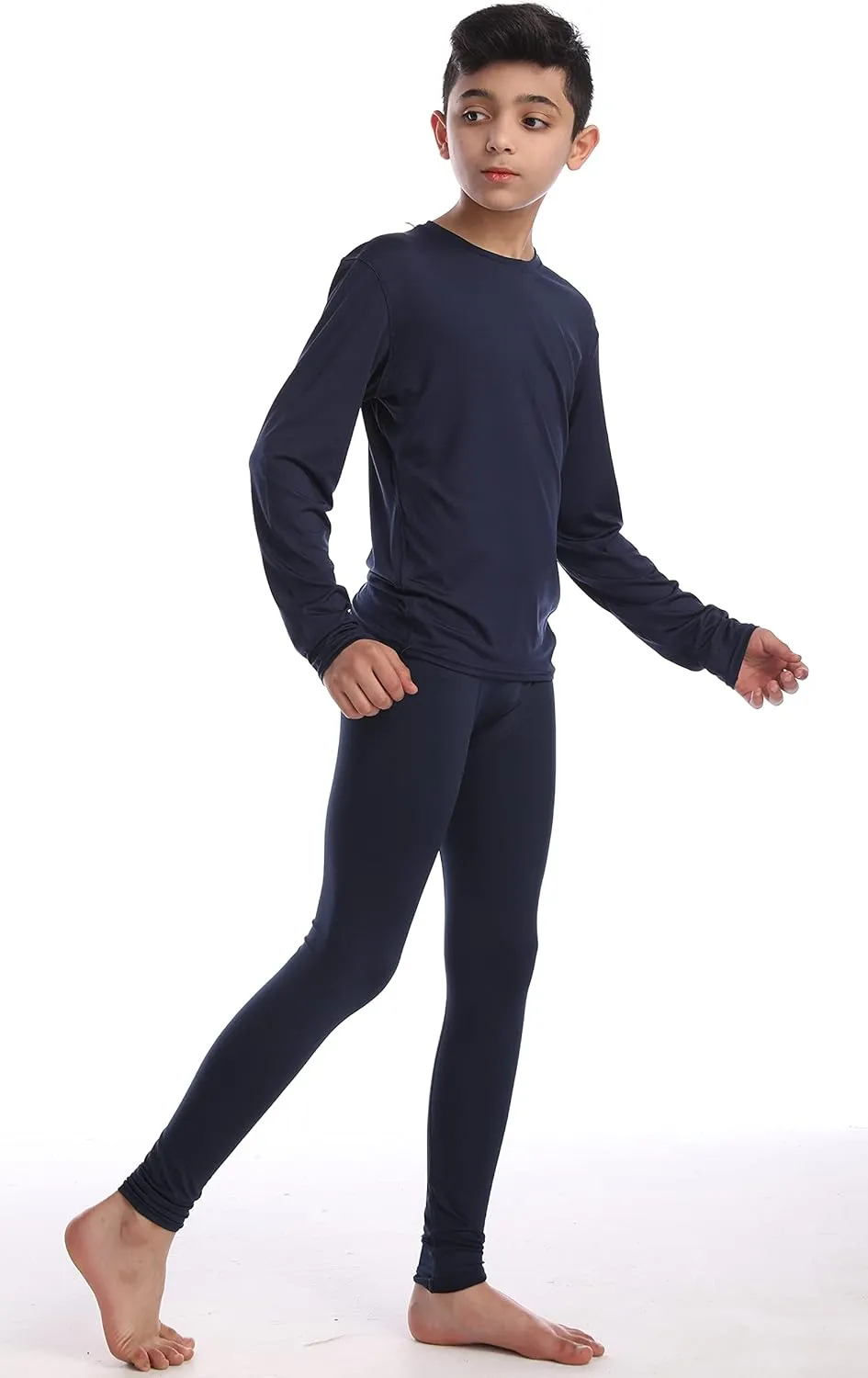 Boys Athletic Base Layer Compression Underwear Set 2pcs Thermal Long John for Kids