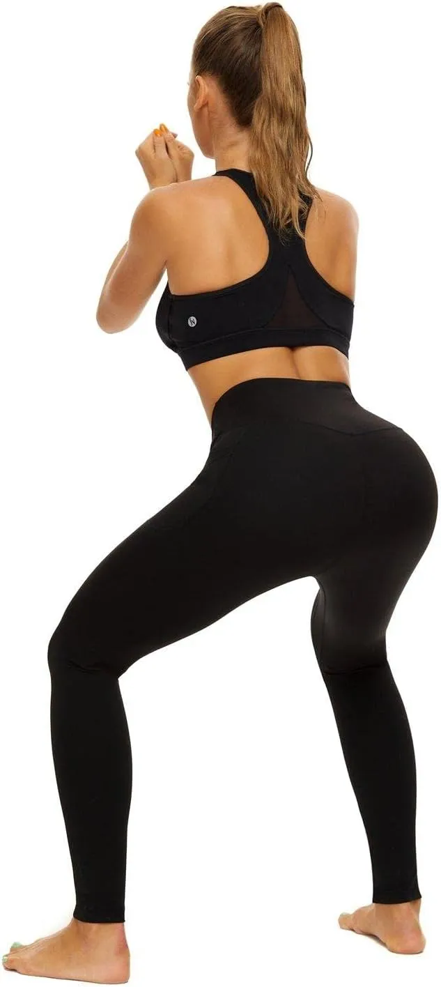 ccko High Waisted Leggings for Women with Pockets, Womens Yoga Pants Stretch Workout Leggings Tummy Control