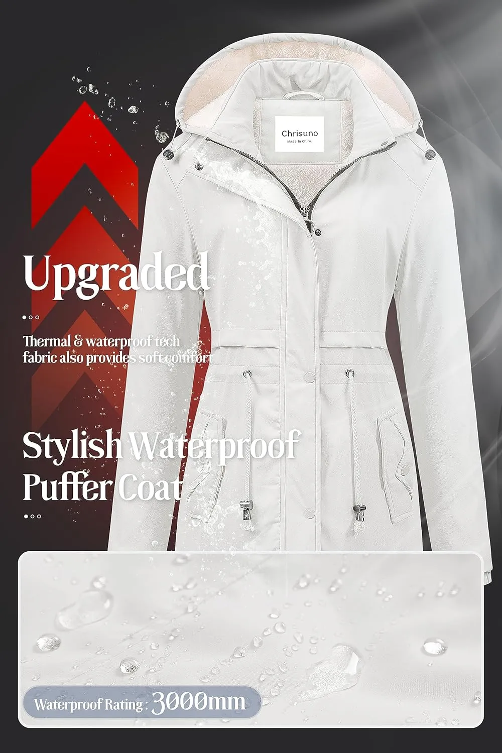 Chrisuno Women's Mid-Length Parka Winter Outerwear Jacket Soft Fleece Warm Snow Coat