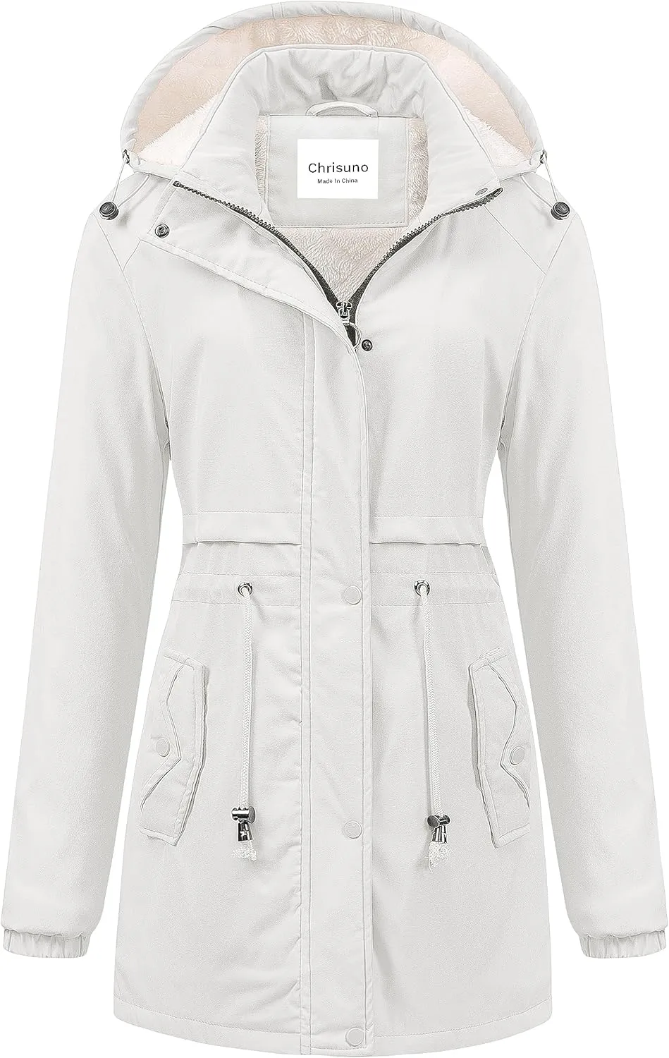 Chrisuno Women's Mid-Length Parka Winter Outerwear Jacket Soft Fleece Warm Snow Coat