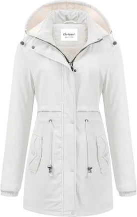 Chrisuno Women's Mid-Length Parka Winter Outerwear Jacket Soft Fleece Warm Snow Coat