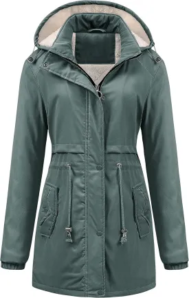 Chrisuno Women's Mid-Length Parka Winter Outerwear Jacket Soft Fleece Warm Snow Coat