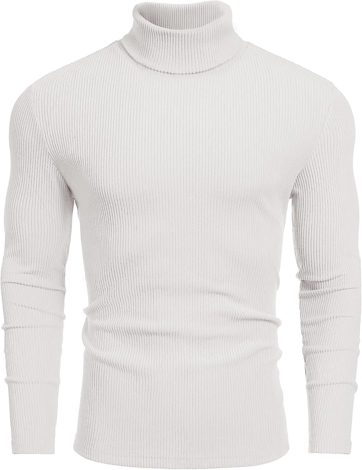 COOFANDY Mens Knitted Turtleneck Long Sleeve Turtle Neck Ribbed Pullover Sweater Thermal Casual High Neck