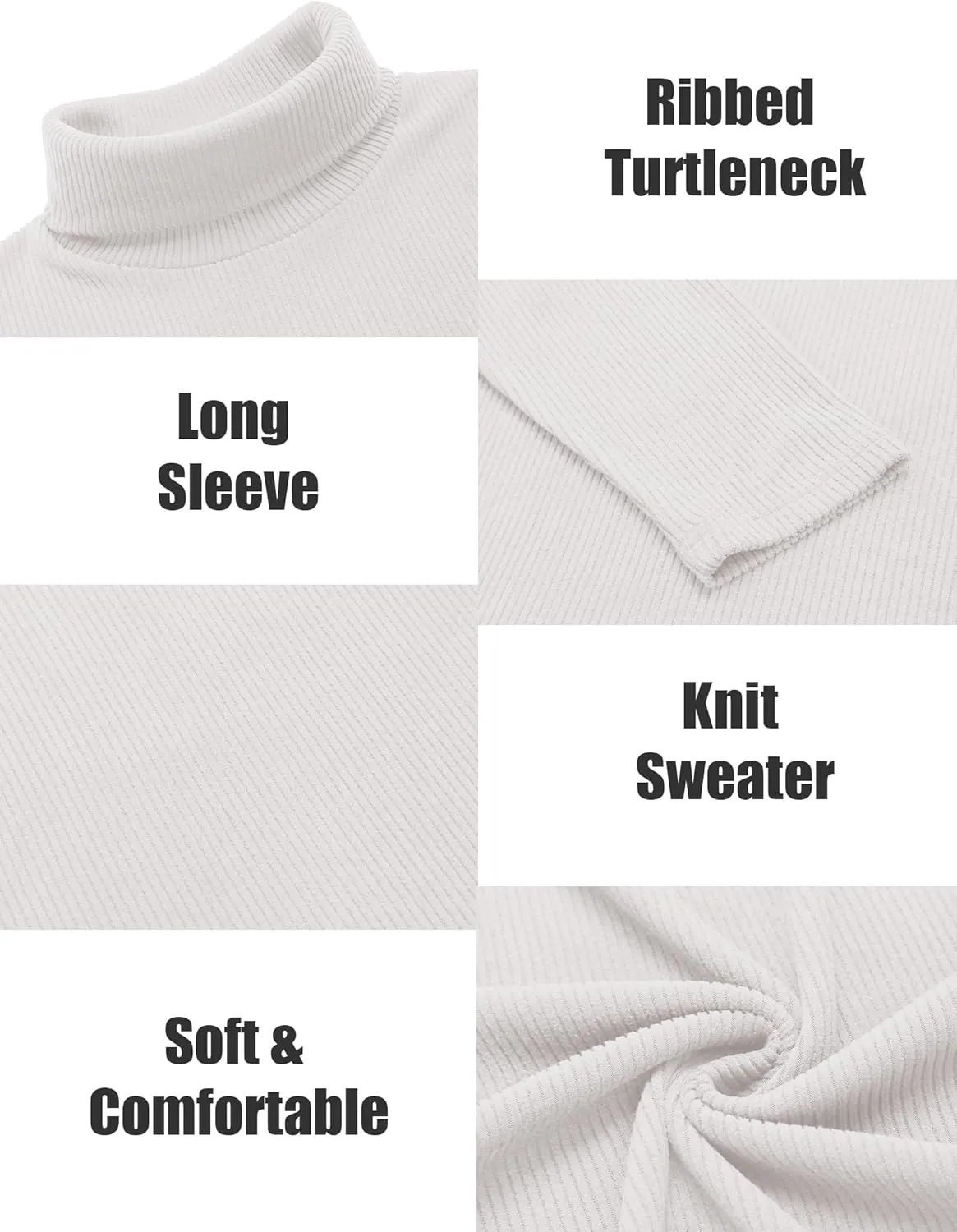 COOFANDY Mens Knitted Turtleneck Long Sleeve Turtle Neck Ribbed Pullover Sweater Thermal Casual High Neck