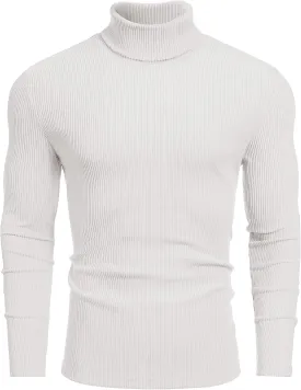 COOFANDY Mens Knitted Turtleneck Long Sleeve Turtle Neck Ribbed Pullover Sweater Thermal Casual High Neck