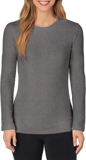 Cuddl Duds Women's Fleecewear with Stretch Long Sleeve Crew Neck  Heavyweight, Ultra-Warm Base Layer & Lounge Top