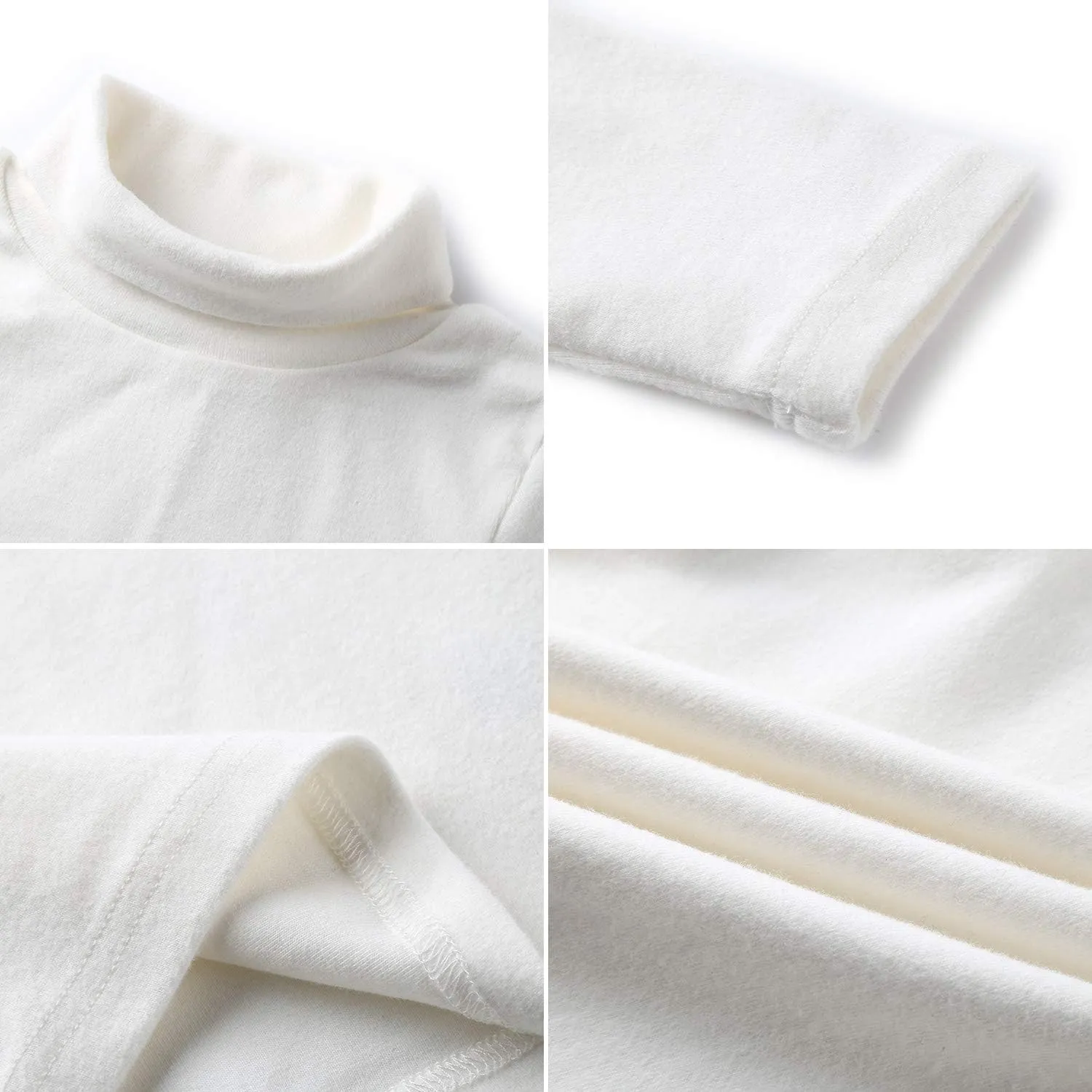 CUNYI Boys Girls Turtleneck Long Sleeve Soft Cotton T-Shirts Solid Color Warm Tee Tops