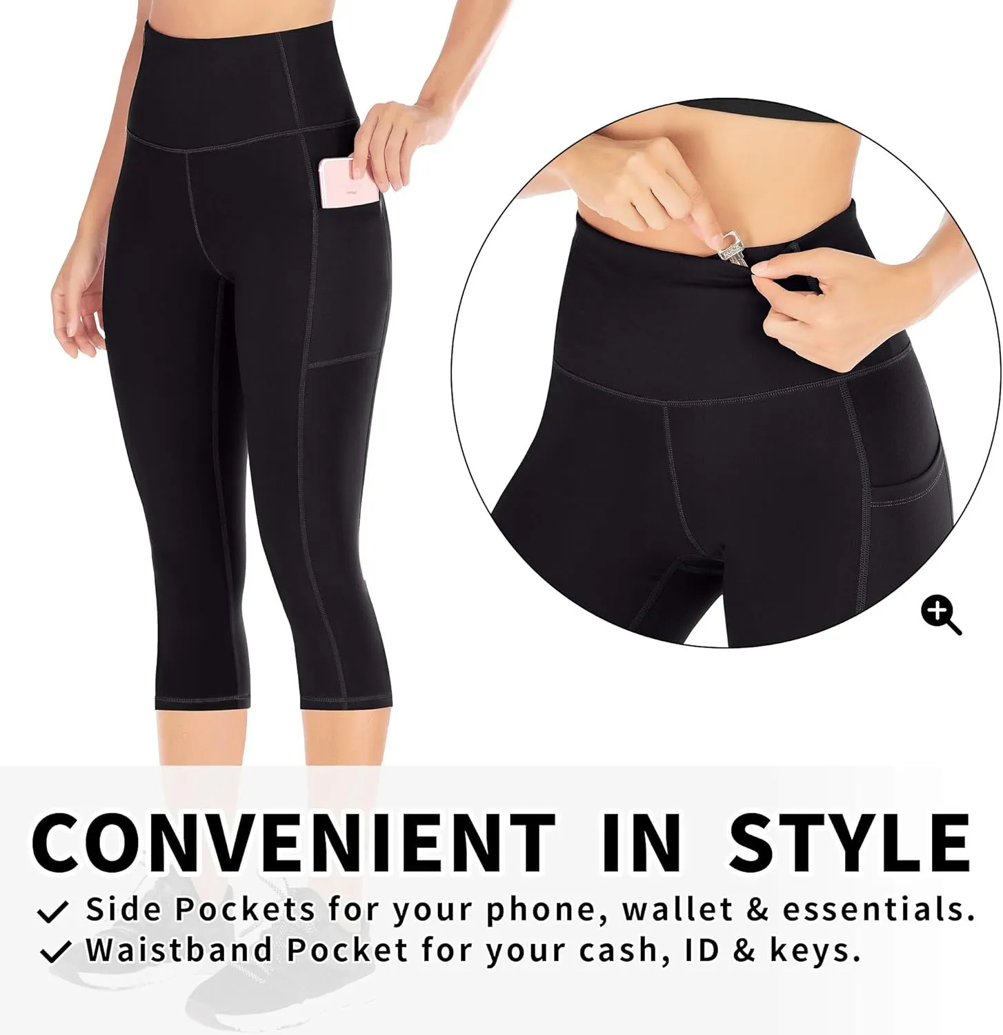 Ewedoos Capri Leggings for Women High Waisted Yoga Pants for Women with Pockets Tummy Control Workout Leggings Yoga Capris