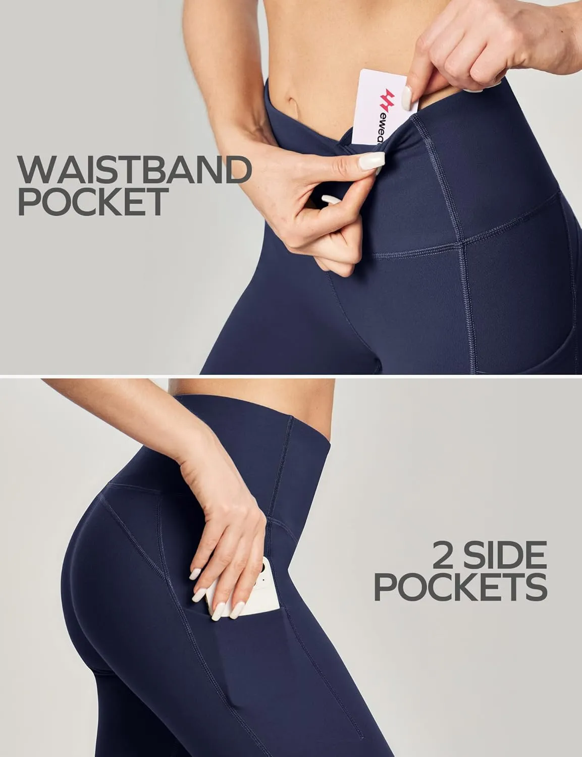 Ewedoos Capri Leggings for Women with Pockets Women's Capris Knee Length High Waisted Yoga Pants Compression Workout Leggings
