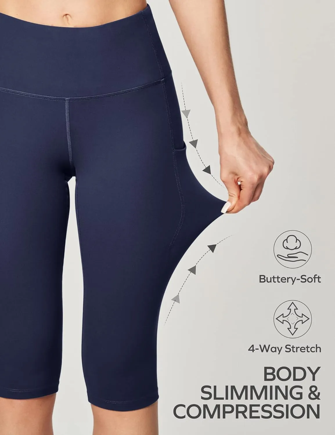 Ewedoos Capri Leggings for Women with Pockets Women's Capris Knee Length High Waisted Yoga Pants Compression Workout Leggings