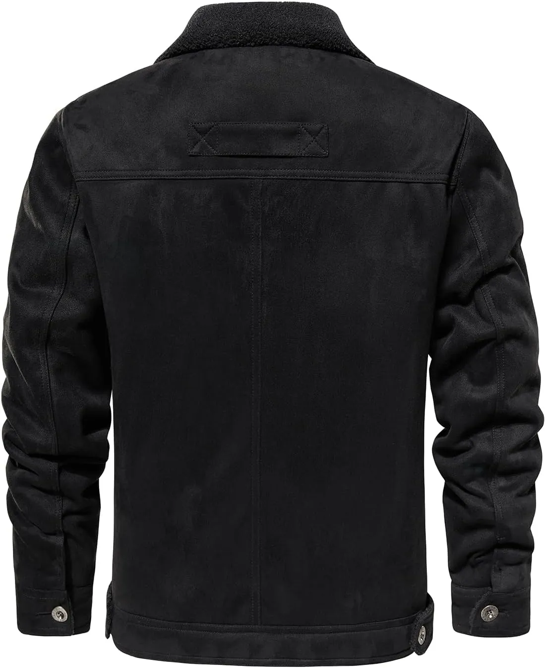 FANARCHER Mens Casual Winter Jackets Faux Suede Leather Sherpa Jackets Warm Fleece Lined Turn-Down Coat with 5 Pockets
