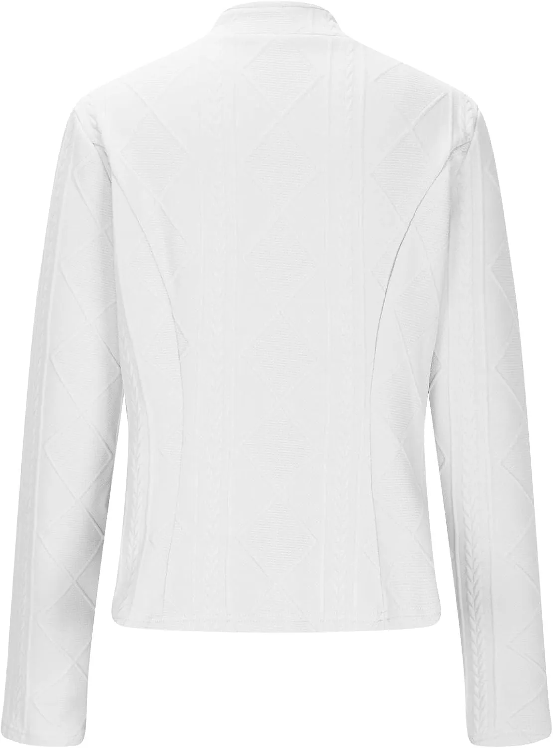 HGps8w Women's Jacquard Cropped Office Jackets, Dressy Stand Collar Business Casual Button Up Elegant Outerwear Coats