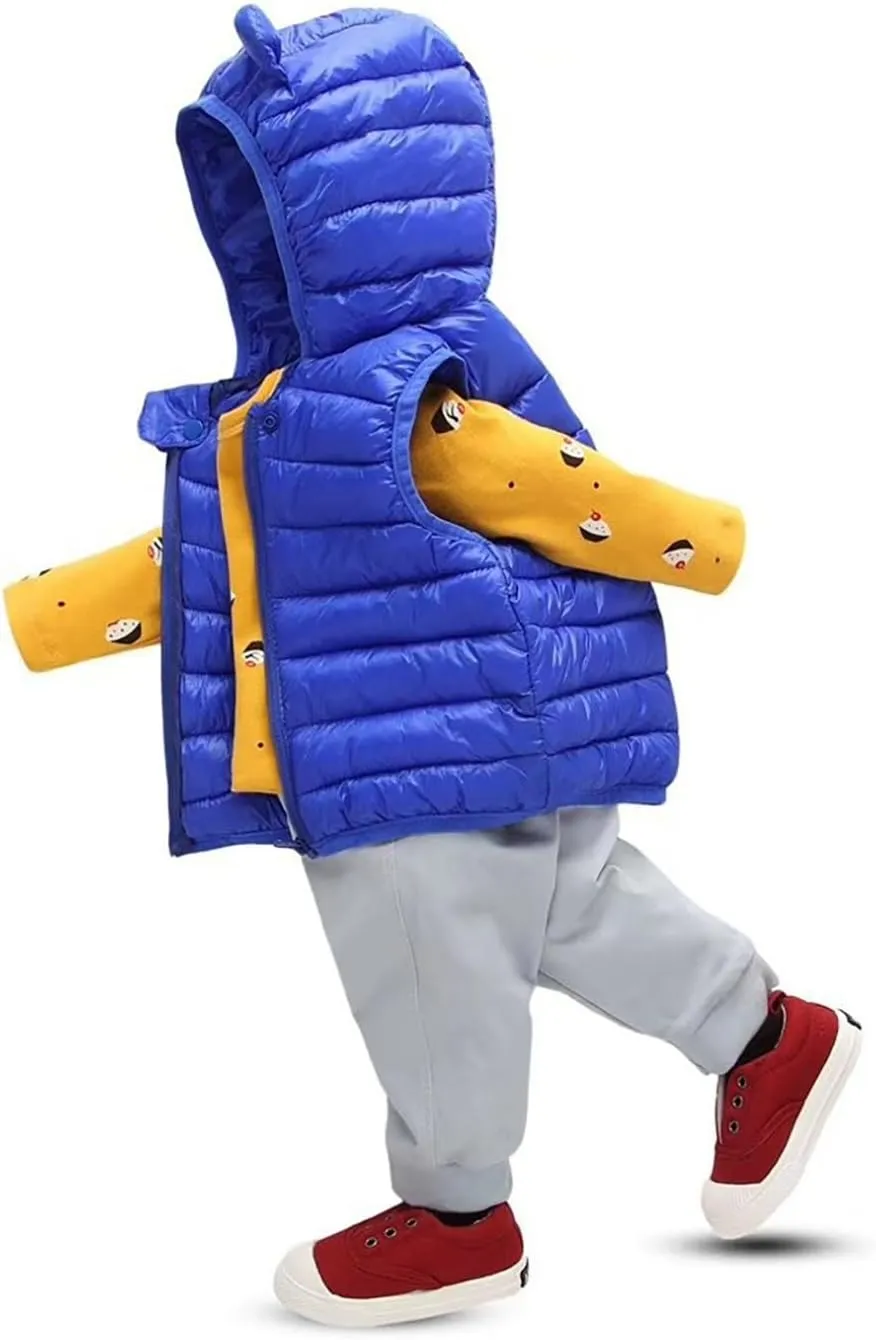 Kids Boys Girls Winter Warm Down Padded Vest Hooded Zipper Sleeveless Jacket aistcoat Outwear Boys Winter Coats