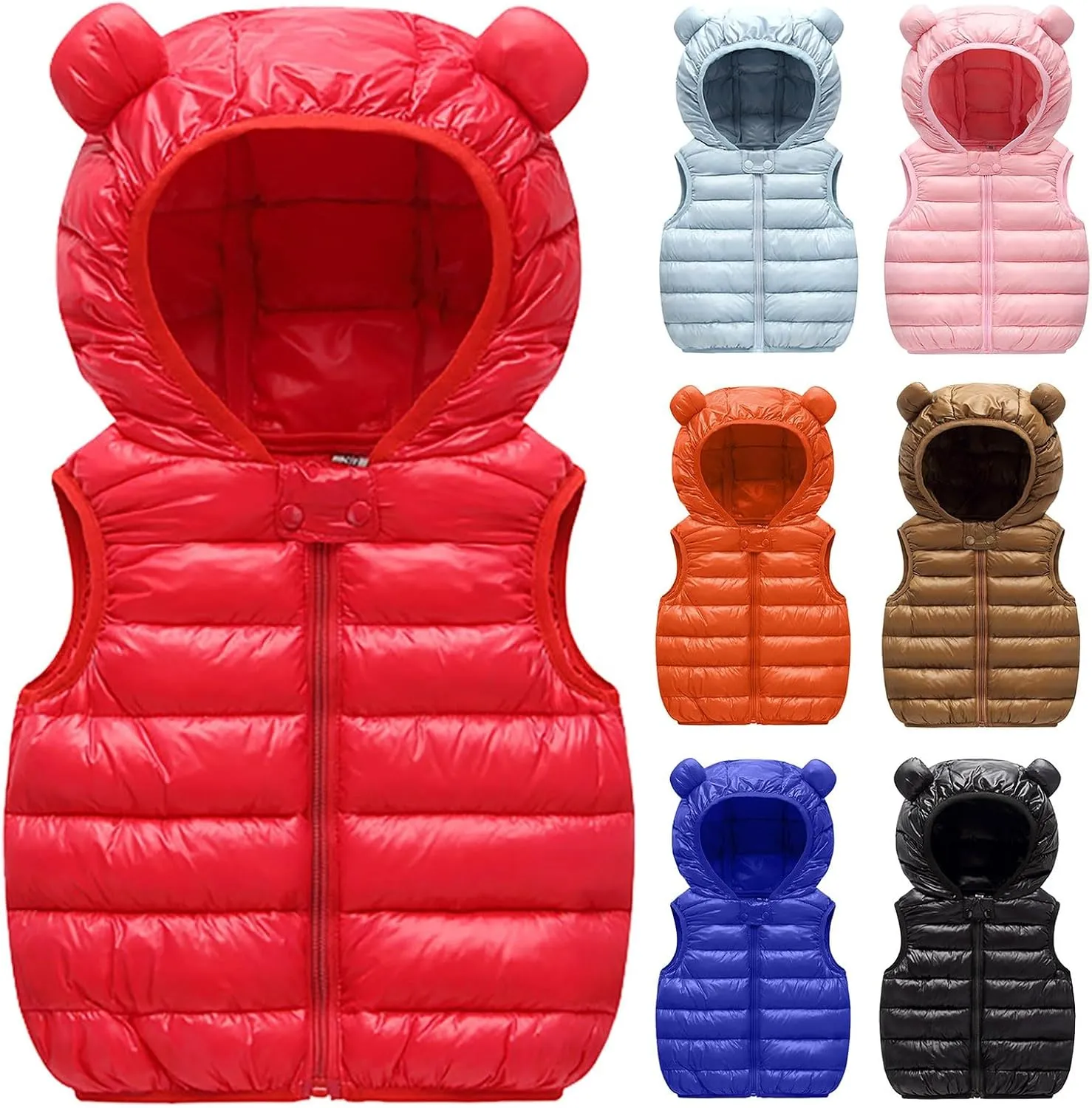 Kids Boys Girls Winter Warm Down Padded Vest Hooded Zipper Sleeveless Jacket aistcoat Outwear Boys Winter Coats