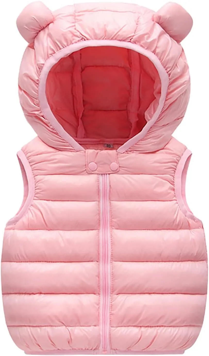 Kids Boys Girls Winter Warm Down Padded Vest Hooded Zipper Sleeveless Jacket aistcoat Outwear Boys Winter Coats