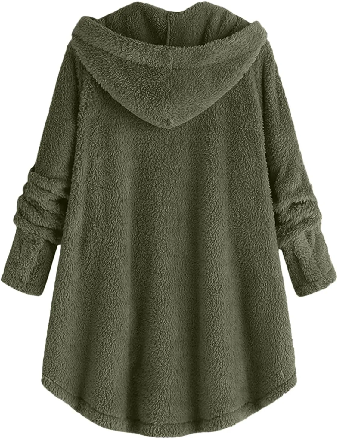 maisdgop Fleece Jacket Women Long Sleeve Sherpa Hooded Coats Winter Fall Warm Fuzzy Jackets Plus Size Button Plush Outerwear