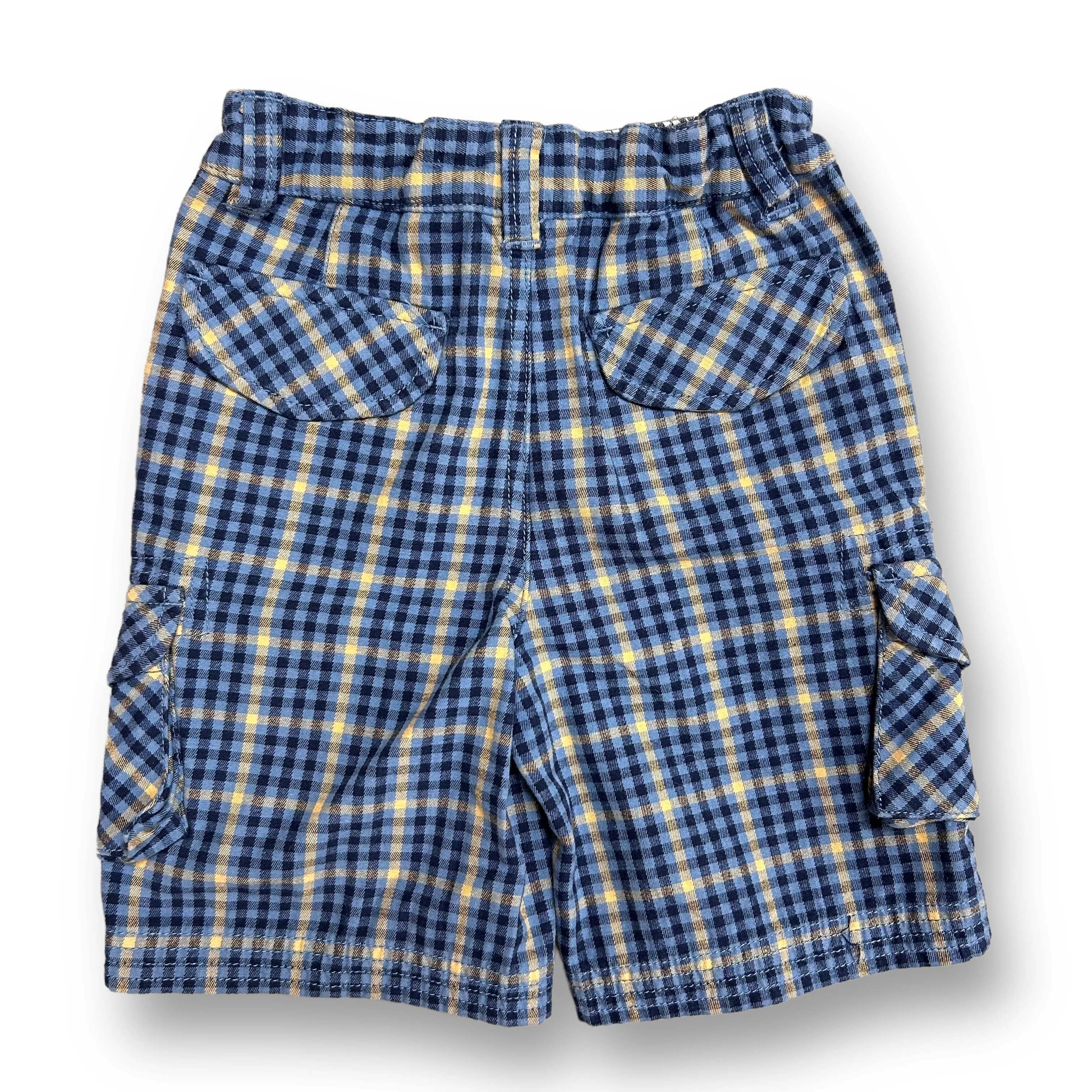 NEW! Boys Hanna Andersson Size 4/100 Blue Plaid Cargo Shorts