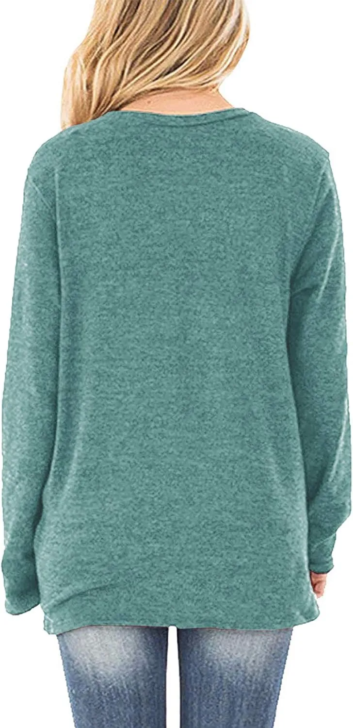 NIASHOT Womens Long Sleeves Tops V Neck Casual Fall Sweaters Shirts