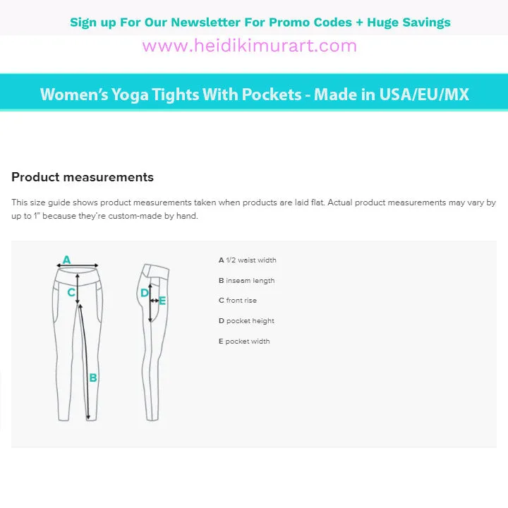 Peach Pink Color Women's Tights, Women's 7/8 Leggings With 2 Side Pockets - Made in USA/EU/MX