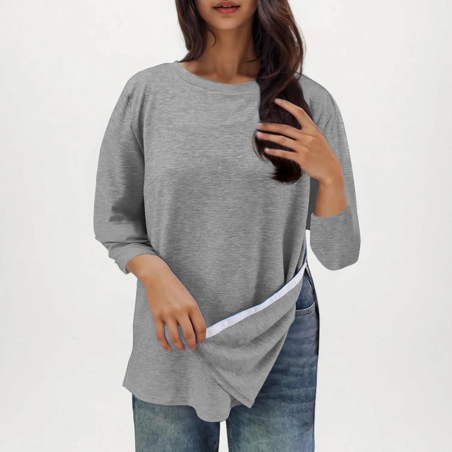 Post Shoulder Surgery Shirts for Women Tear Away 3/4 Tops After Rotator Cuff Shirts Chemo Port Adaptive Clothing