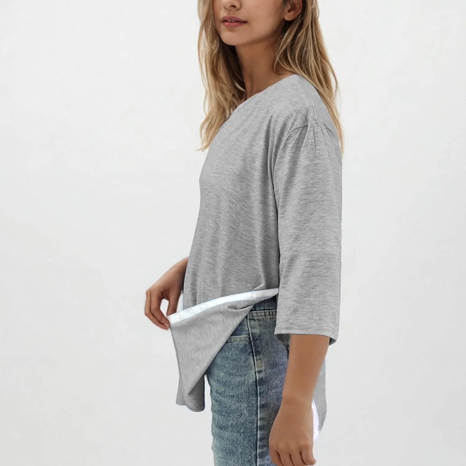Post Shoulder Surgery Shirts for Women Tear Away 3/4 Tops After Rotator Cuff Shirts Chemo Port Adaptive Clothing