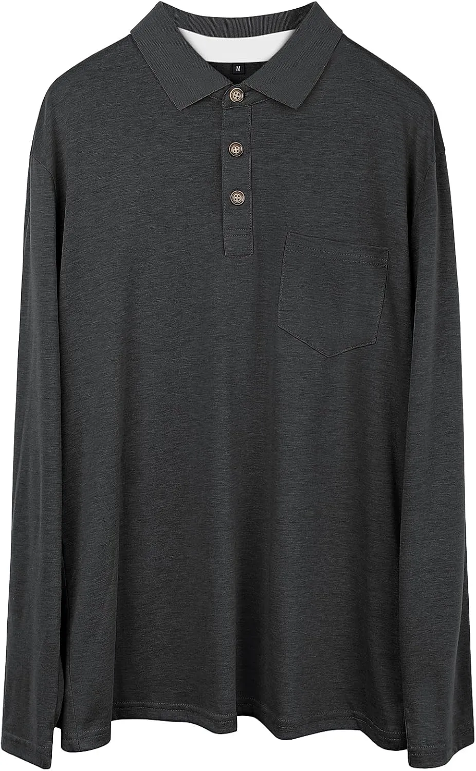 PrettyGuide Men's Long Sleeve Polo Shirts Lightweight Casual Button Polo T Shirt Basic Golf Shirt with Pocket