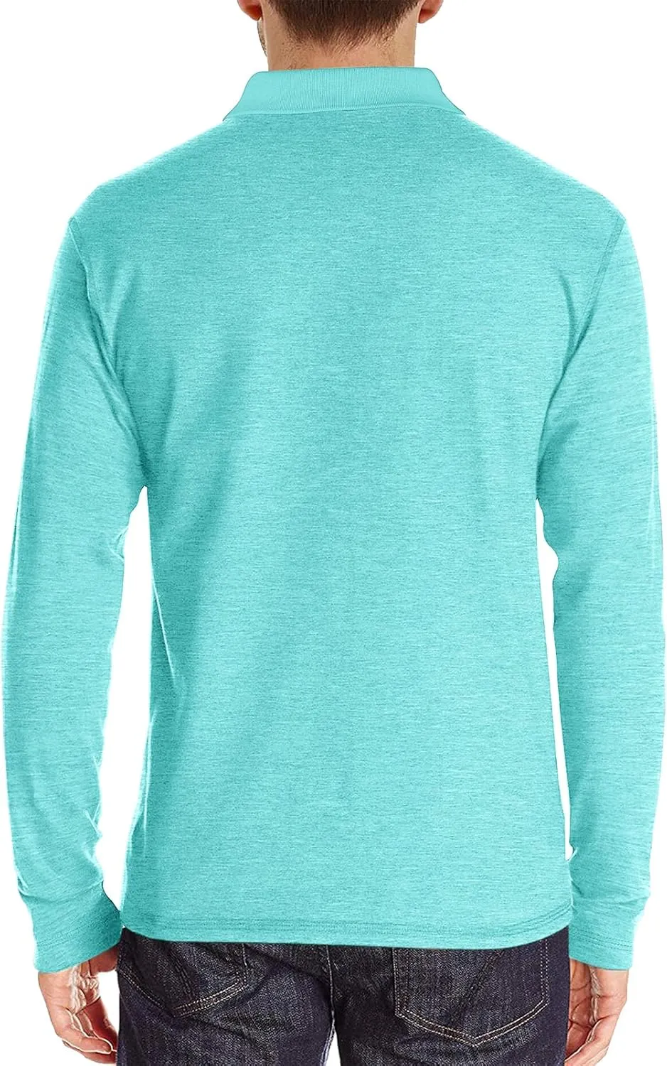 PrettyGuide Men's Long Sleeve Polo Shirts Lightweight Casual Button Polo T Shirt Basic Golf Shirt with Pocket