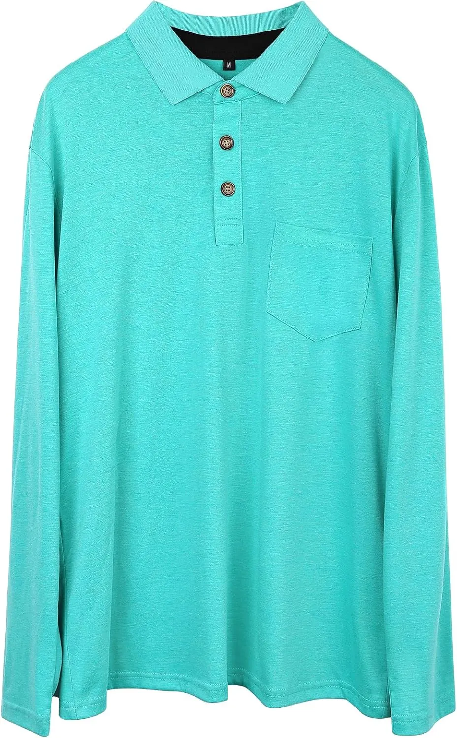 PrettyGuide Men's Long Sleeve Polo Shirts Lightweight Casual Button Polo T Shirt Basic Golf Shirt with Pocket