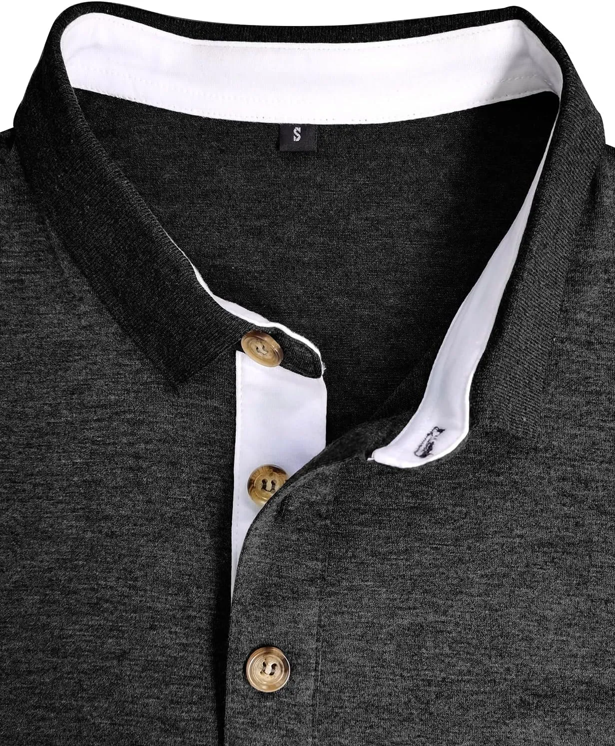 PrettyGuide Men's Long Sleeve Polo Shirts Lightweight Casual Button Polo T Shirt Basic Golf Shirt with Pocket