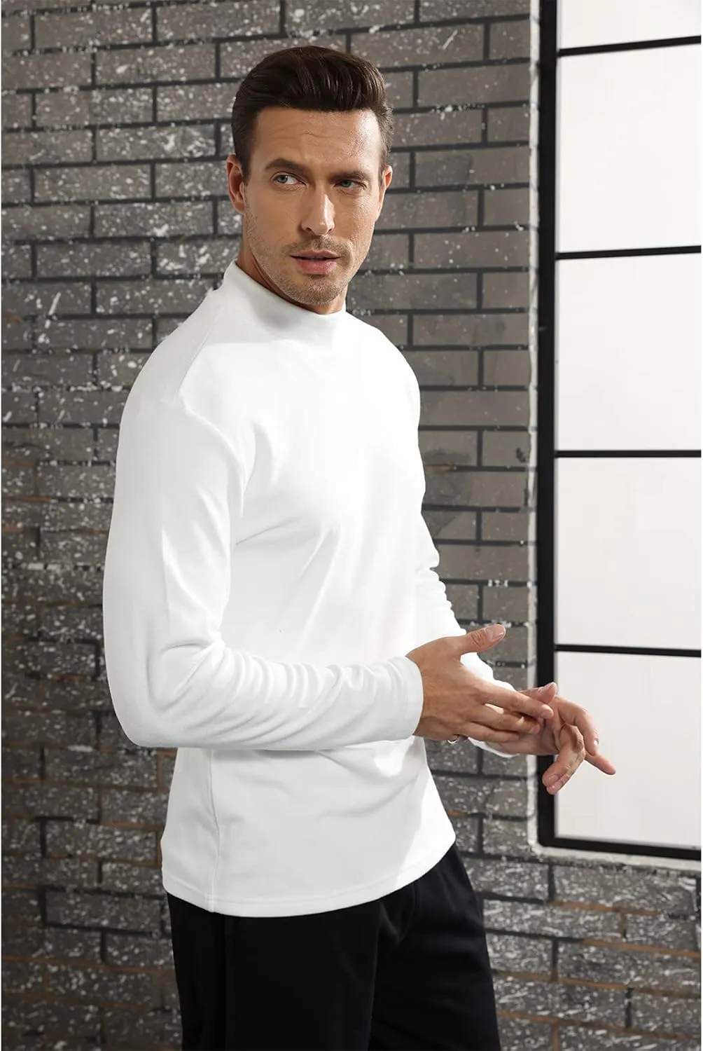 Rela Bota Mens Half Turtleneck Long Sleeve Pullover Basic Designed Undershirt Stretch Slim Fit Sweaters
