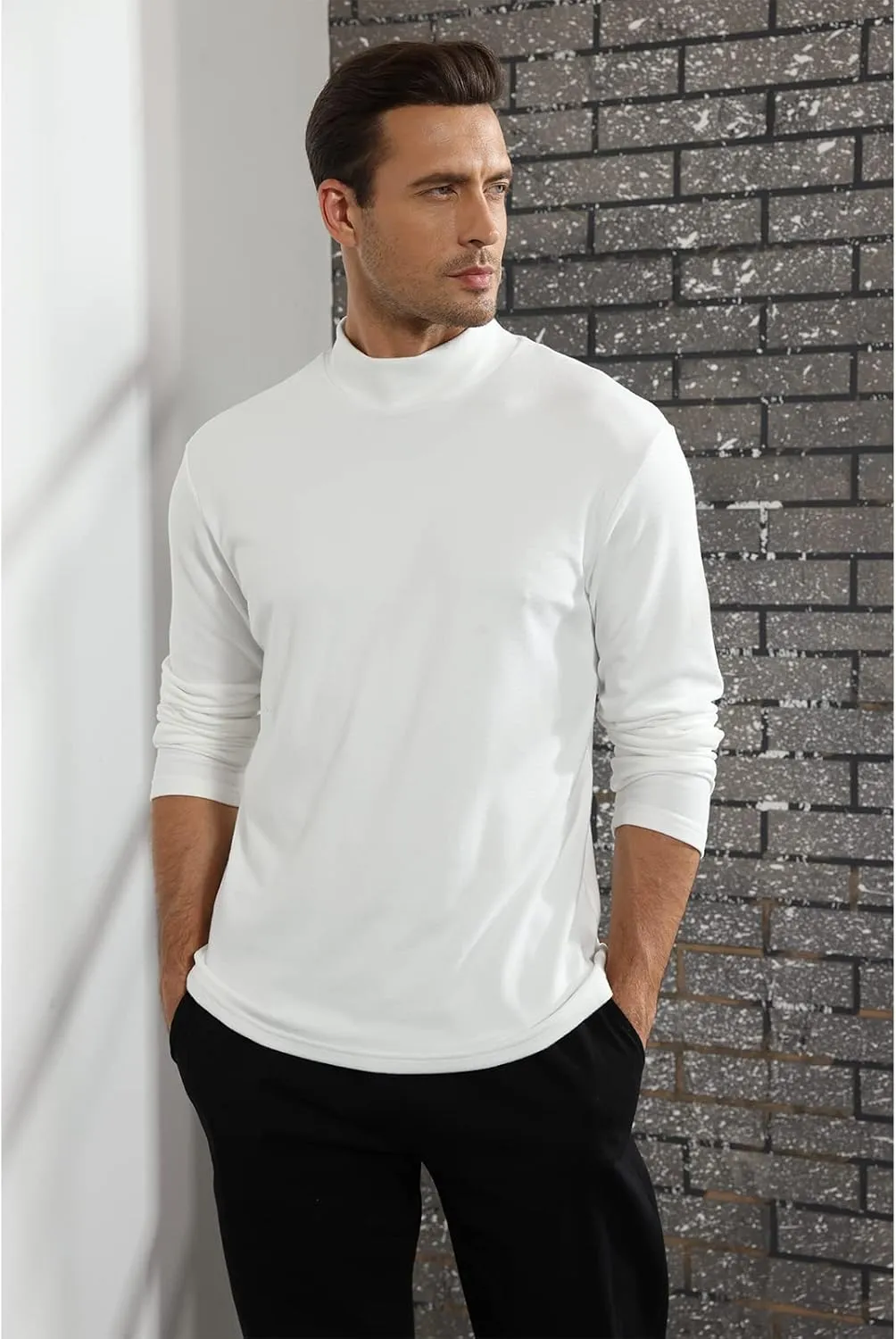 Rela Bota Mens Half Turtleneck Long Sleeve Pullover Basic Designed Undershirt Stretch Slim Fit Sweaters