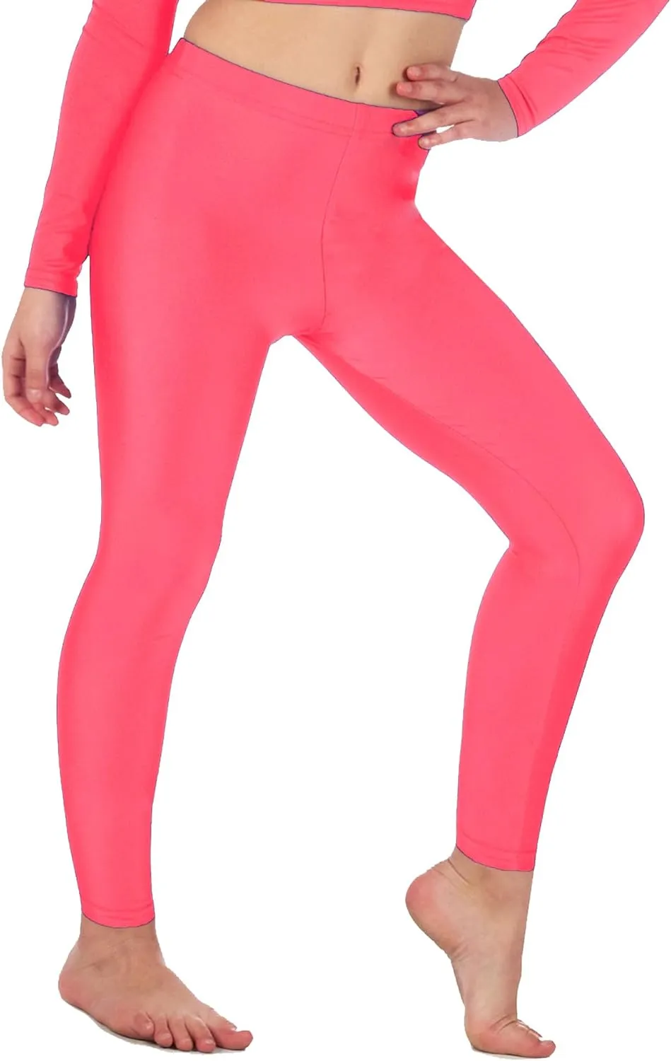 Shiny Girls Leggings for Gymnastics/Dance - Kids Leggings - Stretchy Fabric Footless Toddler Athletic Youth