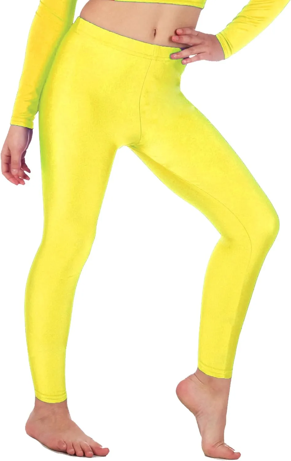Shiny Girls Leggings for Gymnastics/Dance - Kids Leggings - Stretchy Fabric Footless Toddler Athletic Youth