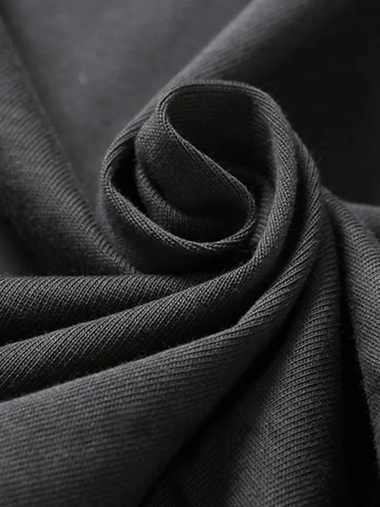 Solid Irregular Hem T Shirts For Women Stand Collar Long Sleeve Slimming Casual T Shirt Female Fashion Clothing