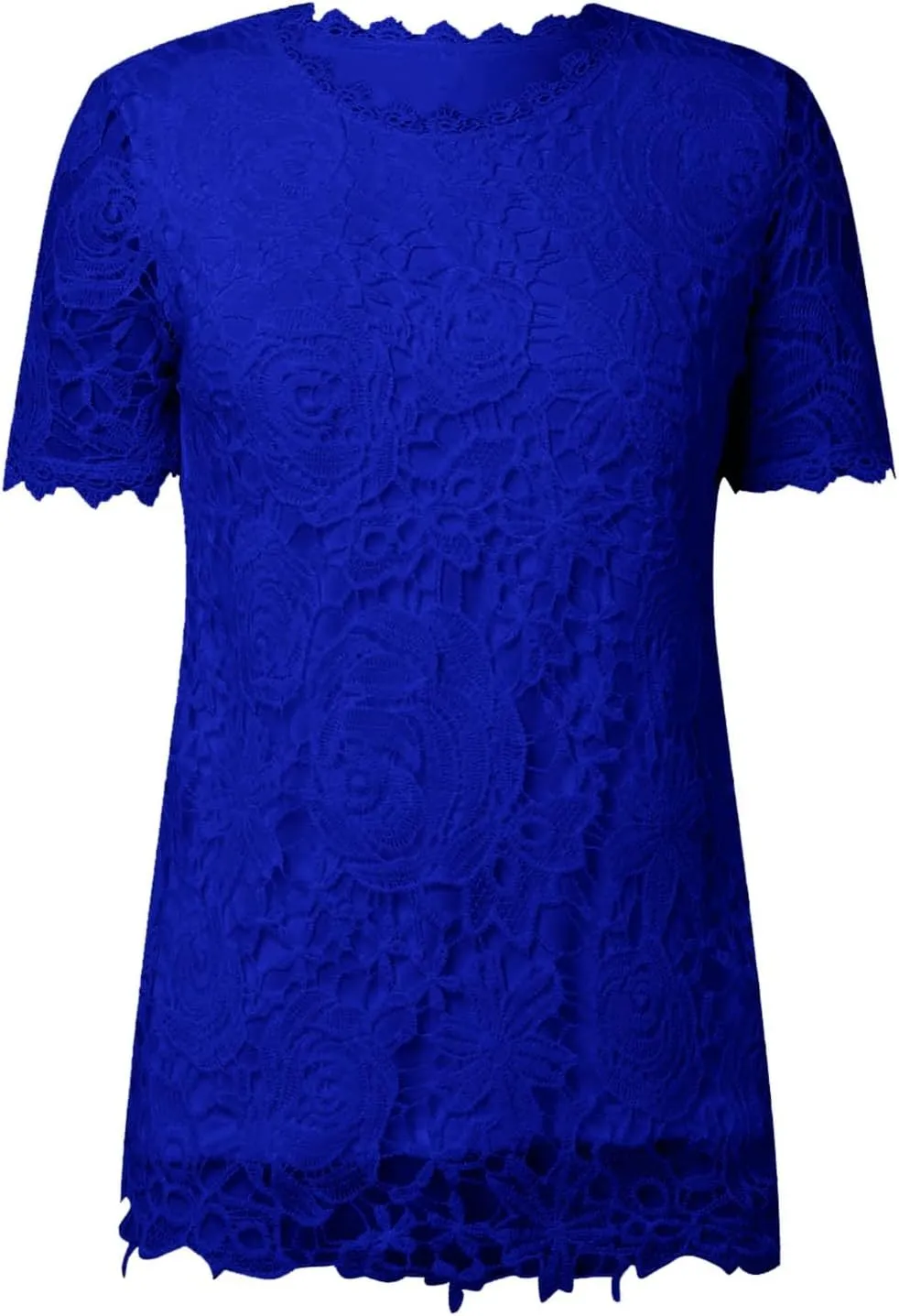 Summer Tops for Women 2024 Lace Crochet Embroidery Crewneck T Shirts Dressy Casual Short Sleeve Elegant Work Blouses