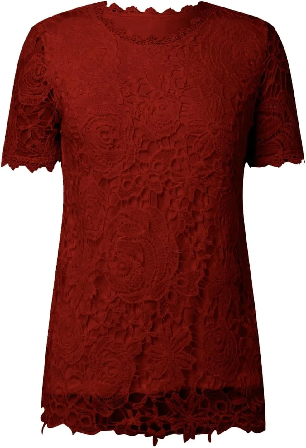 Summer Tops for Women 2024 Lace Crochet Embroidery Crewneck T Shirts Dressy Casual Short Sleeve Elegant Work Blouses