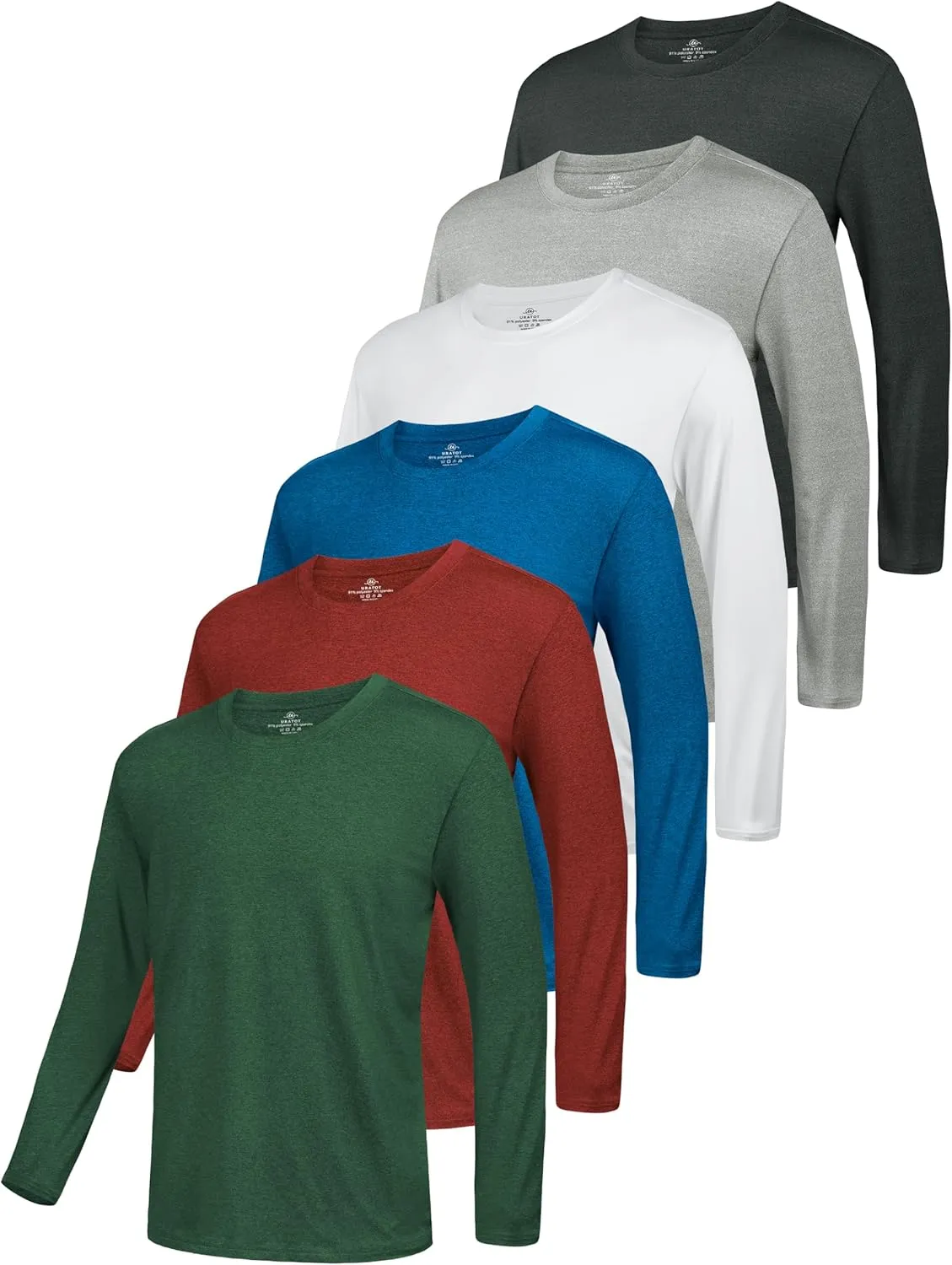 URATOT Long Sleeve Tee Shirts for Men Moisture Wicking Quick Dry Long Sleeve Sun Protection T-Shirts for Running