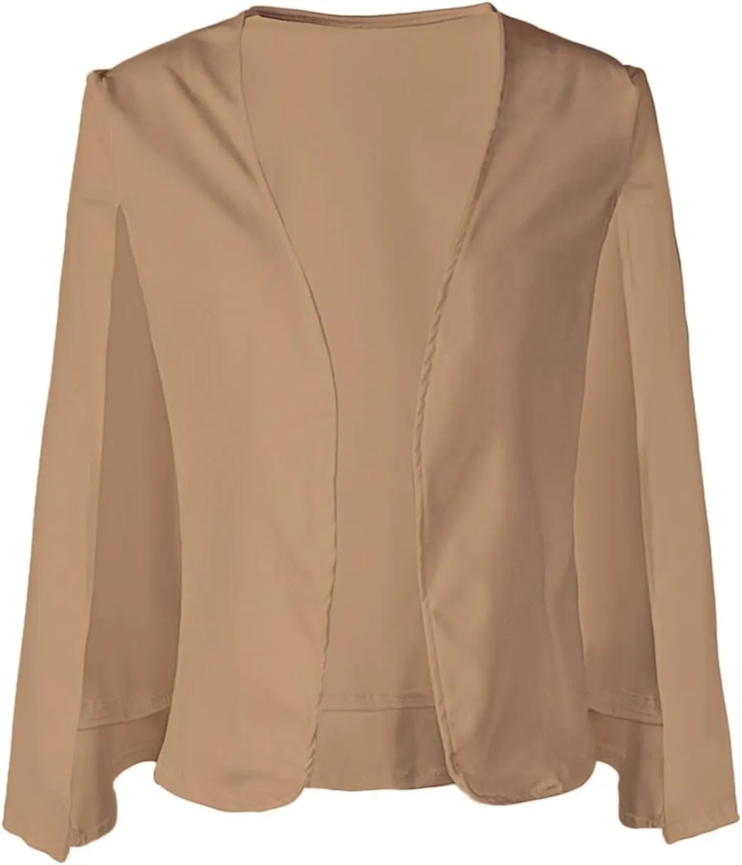 Women Cape Blazer Split Sleeve Open Front Casual Jacket Loose Short Cloak Coat Cardigan Business Office Workwear