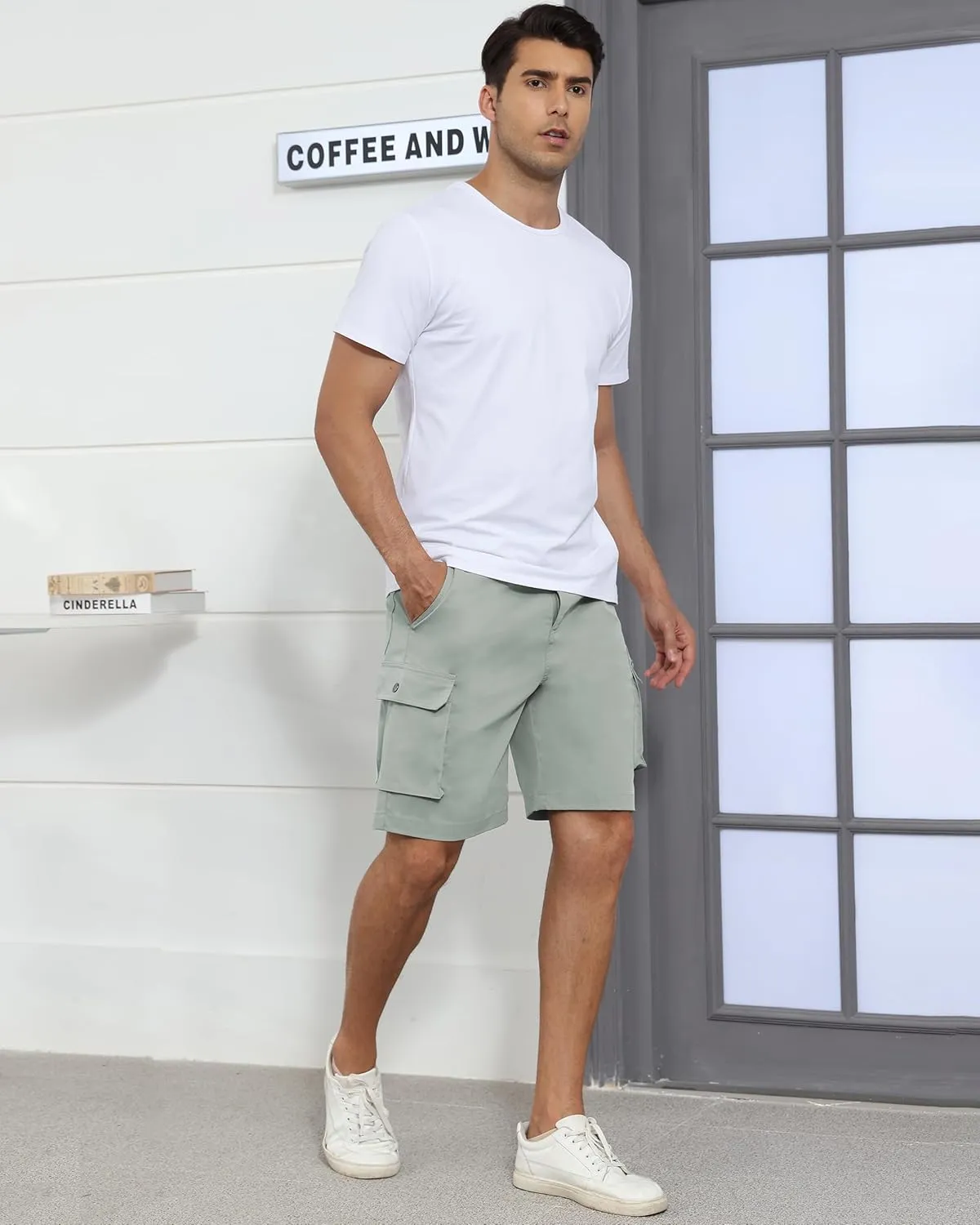 YuKaiChen Men's Stretch Cargo Shorts Zipper Pocket Relaxed Fit Shorts
