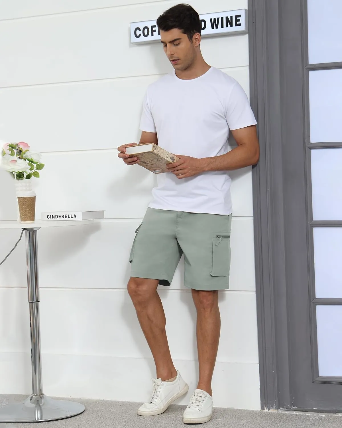 YuKaiChen Men's Stretch Cargo Shorts Zipper Pocket Relaxed Fit Shorts